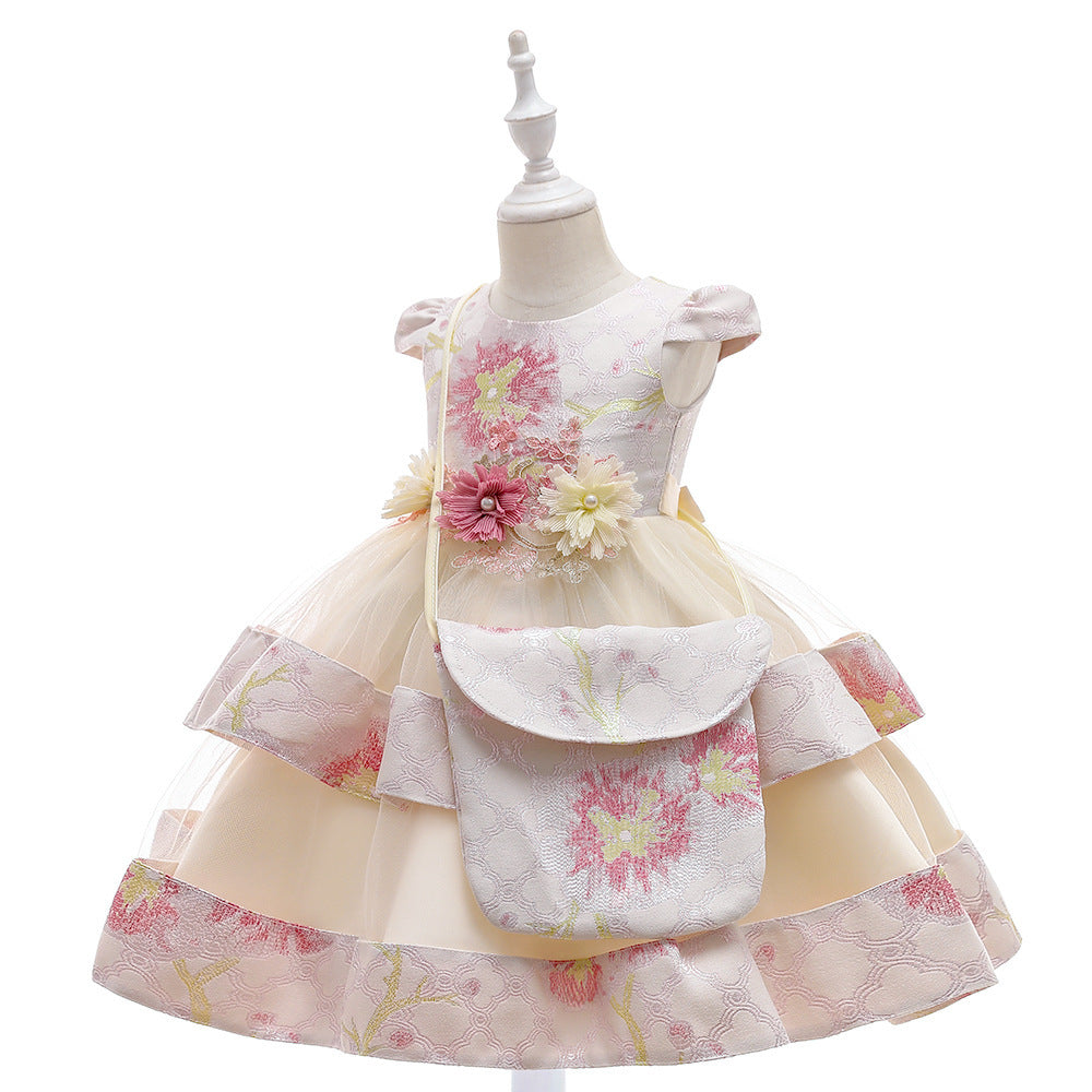 Flower girl net yarn simulation flower princess skirt
