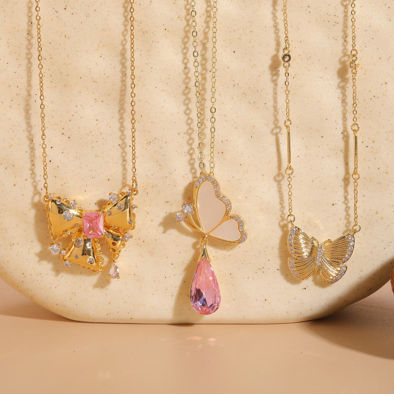 Shell Zircon Butterfly Luxury Pendant Ins Style Niche