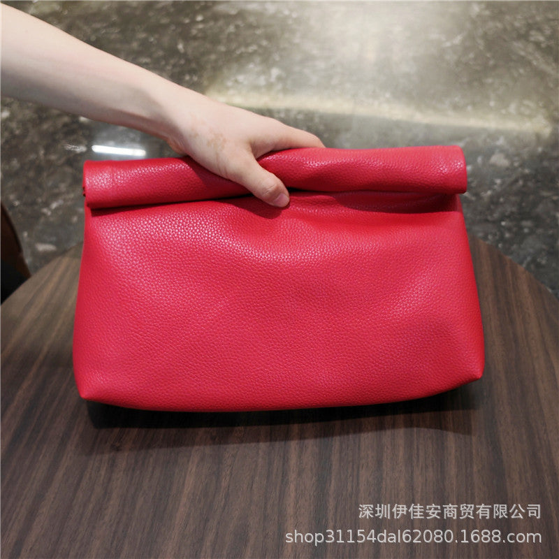 Simple Leather Curling Large-capacity Handbag