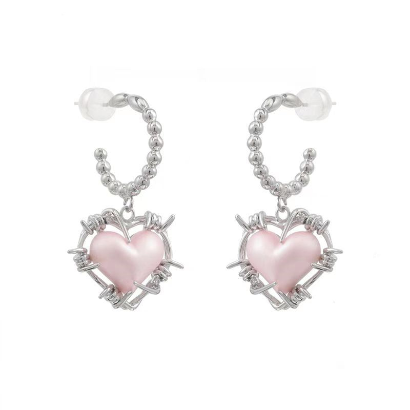 Puffy Balloon Heart Dangle Earrings