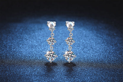 S925 Sterling Silver Stud Earrings Moissanite Tassel