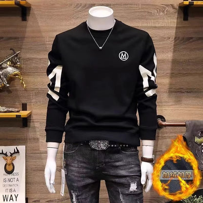 Round Neck Sweater Trendy Printed Long Sleeve Velvet Padded Bottoming Shirt