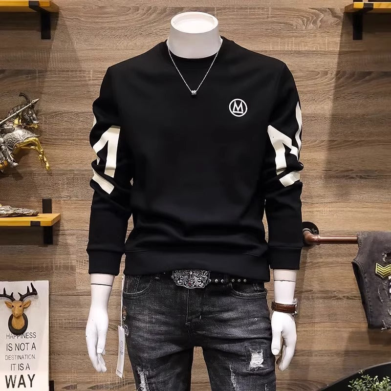 Round Neck Sweater Trendy Printed Long Sleeve Velvet Padded Bottoming Shirt
