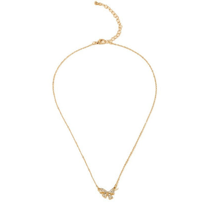 Sweet Light Luxury Metal Diamond Bow Necklace For Women