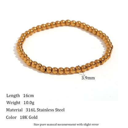 Niche Vintage Stainless Steel Plated 18K Elastic Bead Bracelet