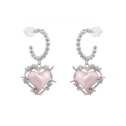 Puffy Balloon Heart Dangle Earrings