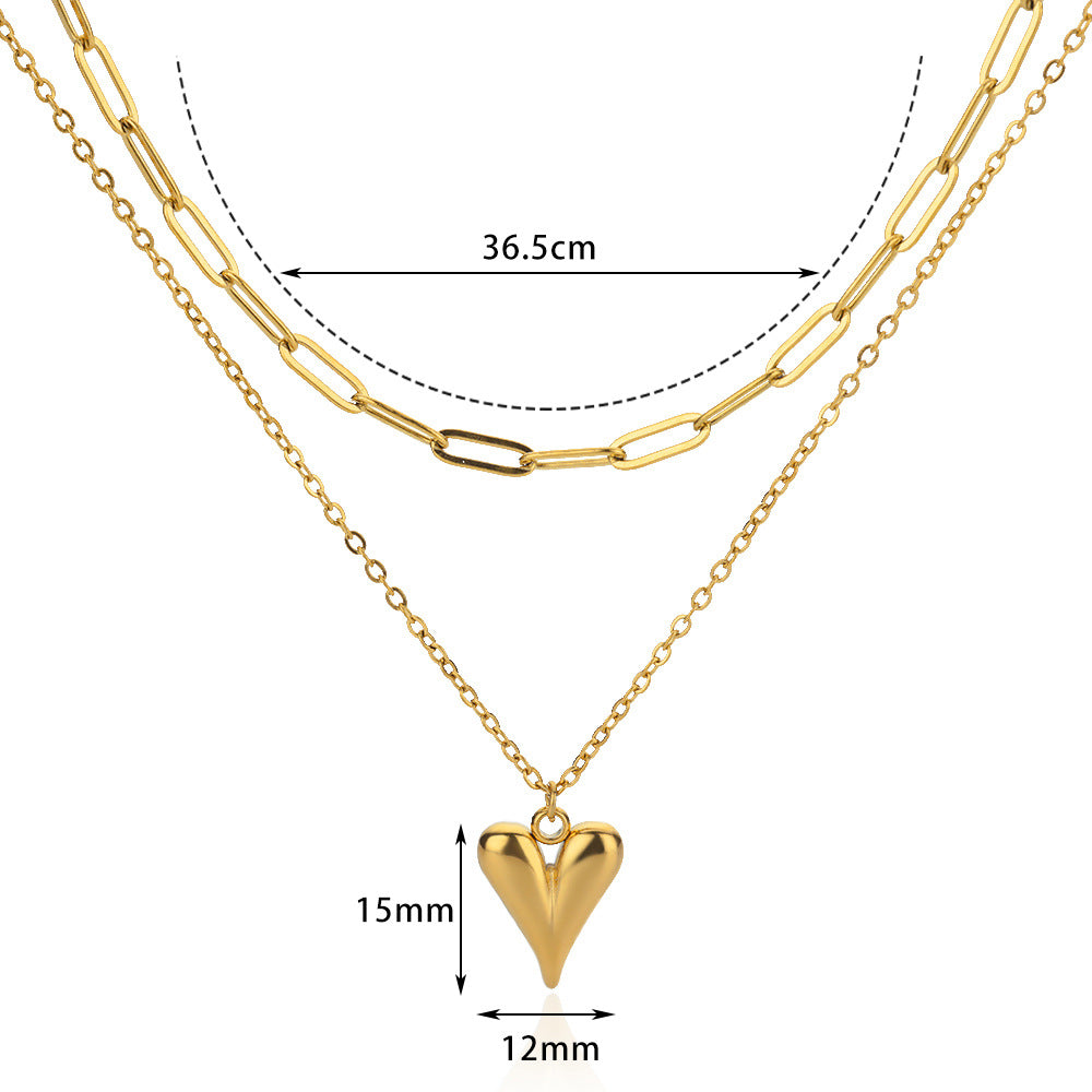 Fashionable Golden Love Chain Double-layer Necklace