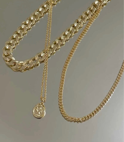 Stainless Steel Embossed Portrait Gold Coin Necklace For Women